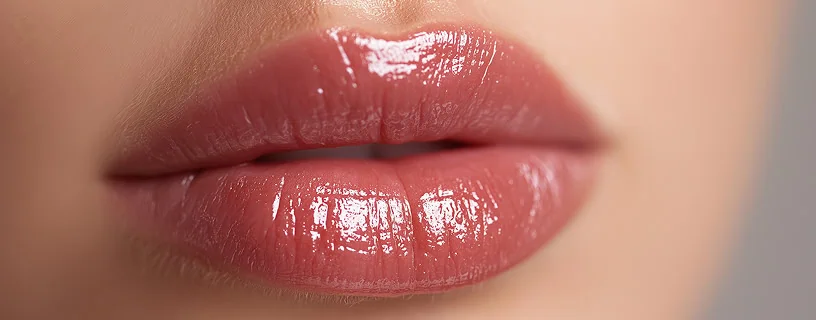 Dieses Bild zeigt natürlich wirkende Lippen mit einer frischen, rosigen Farbe nach einer PMU-Lippenschattierung.