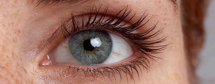 Dieses Bild zeigt ein Auge, bei dem durch eine Wimpernkranzverdichtung der Wimpernansatz natürlich dichter wirkt.